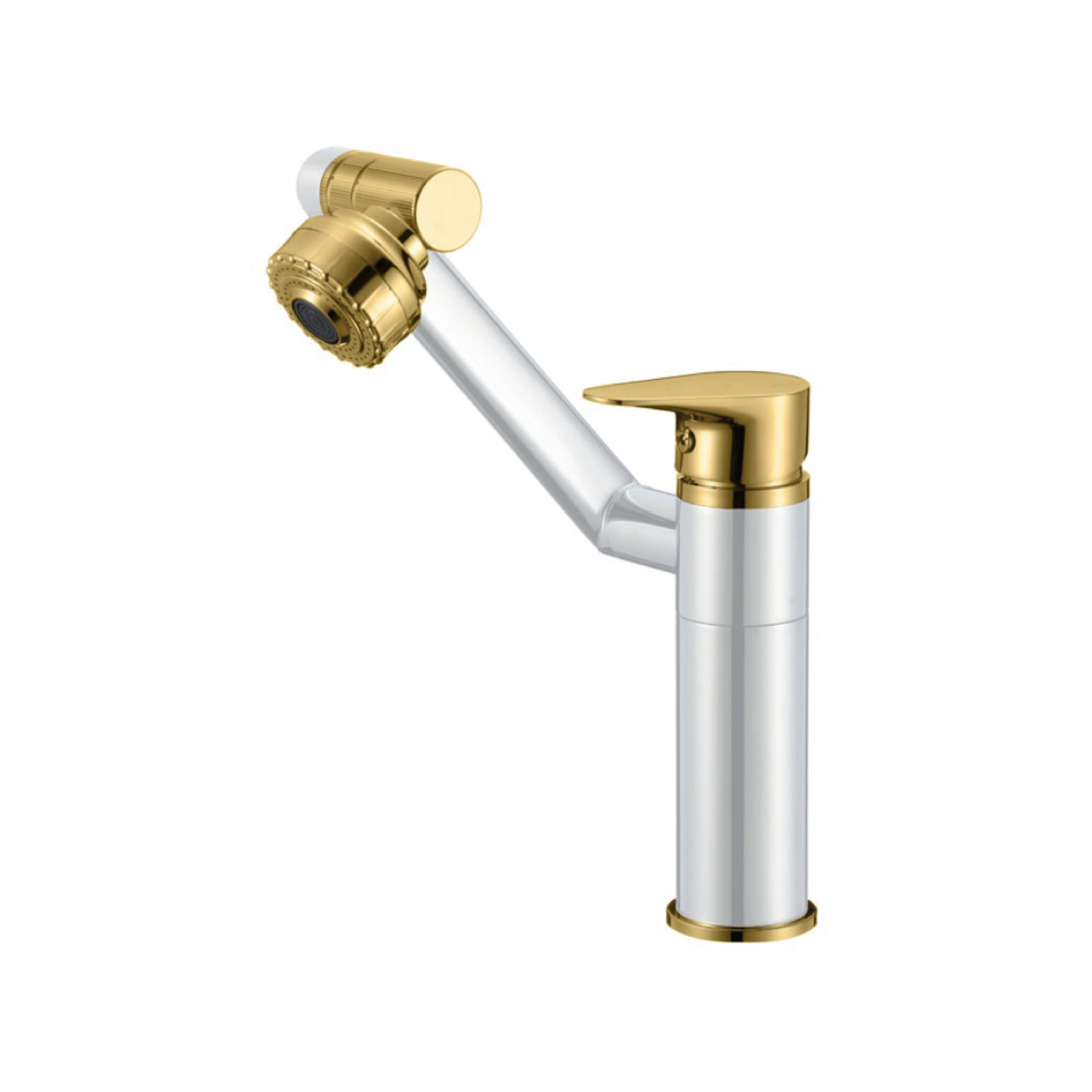 Mezcladora Giratoria P/Lavatorio AUR C/2 Funciones - White&Gold - Bronce - Fratelli